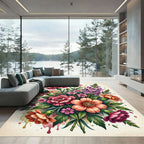 Vibrant Watercolor Floral Bouquet Illustration Rug