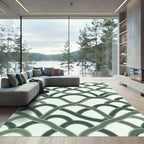 Sage Green Interlocking Wavy Arc Rug