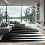 Minimalist Black and White Streaked Motion Rug