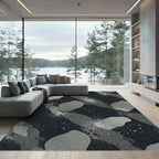 Dark Gray Modern Spotted Abstract Form Rug