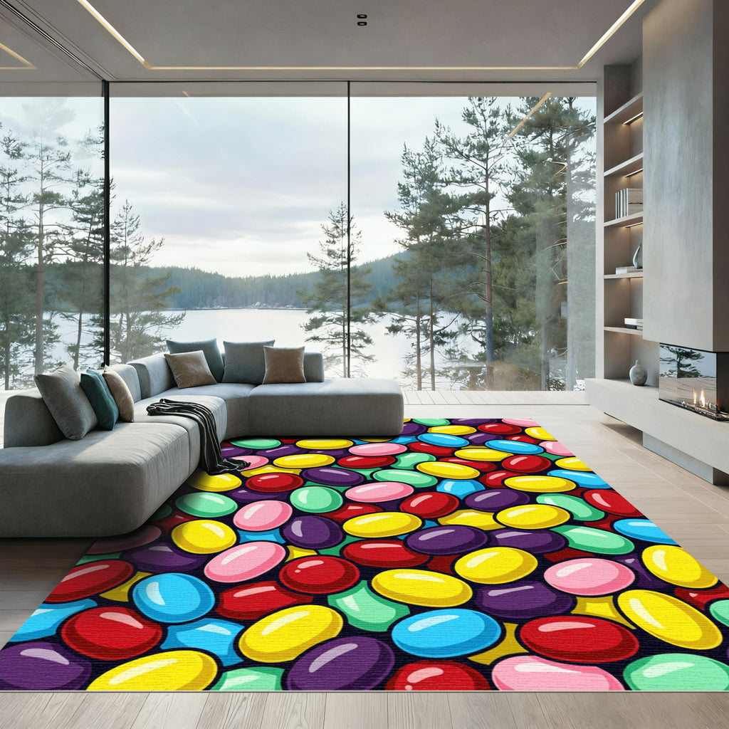 Vibrant Multicolored Candy Jelly Bean Pop Rug