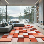 Terracotta Pink Layered Cubes Rug
