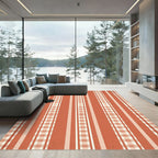 Terracotta Gingham Stripe Combination Rug