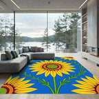 Golden Sunflowers With Green Vines Rug
