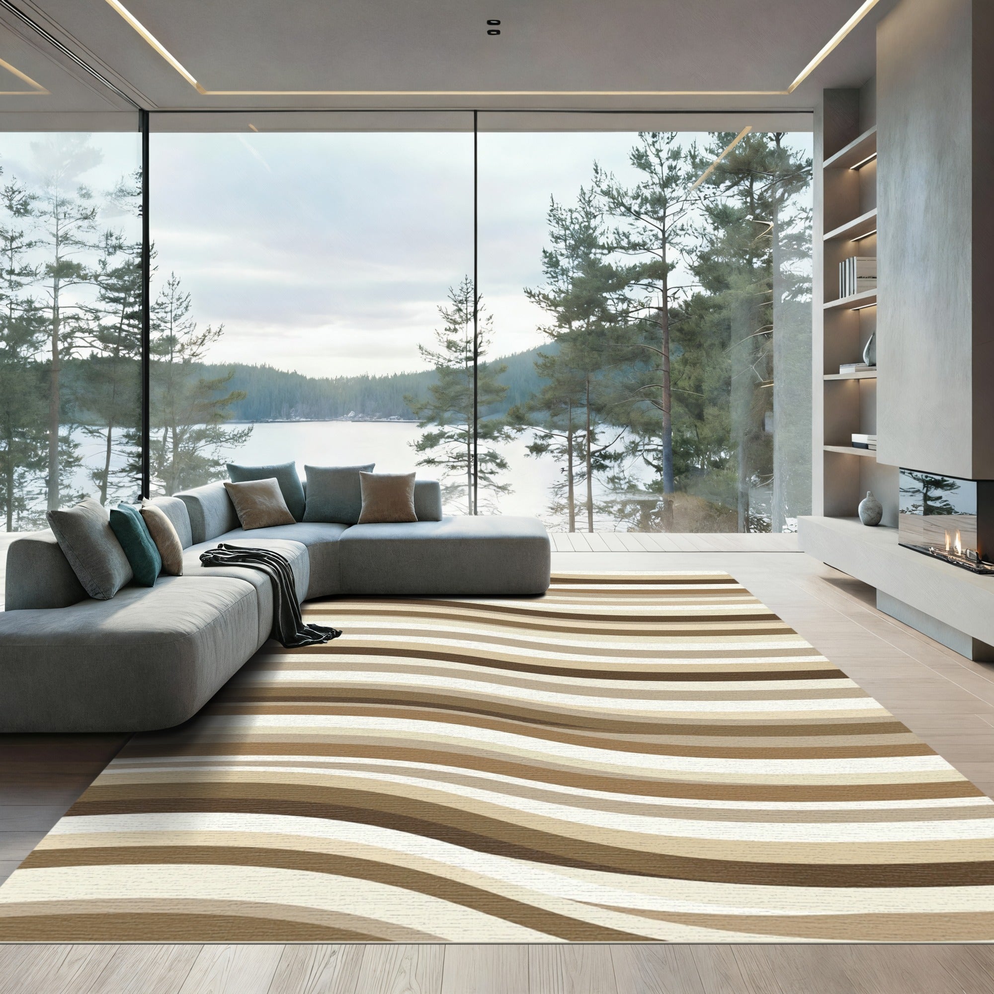 Shifting Sandy Dune Waves Rug