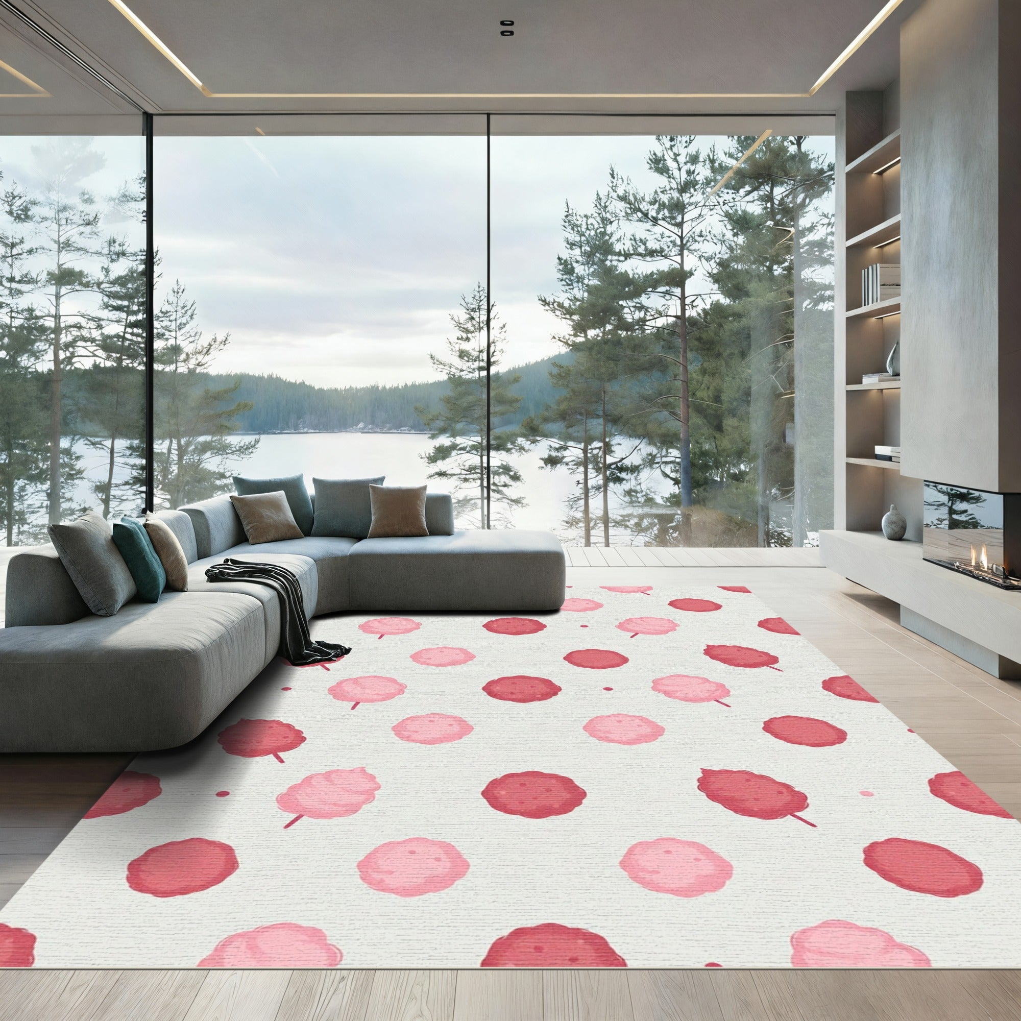 Sweet Pink Cotton Candy Dots Rug