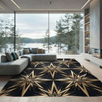 Luxurious Gold Celestial Star Geometric Rug