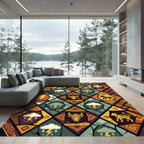 Earthy Thunderstorm Animal Geometric Patchwork Rug