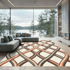 Intertwined Peach and Slate Geometric Weave Rug
