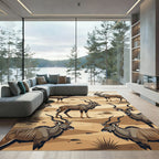 Desert Antelope Beige Savannah Art Rug