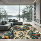 Enchanted Forest Rabbit Fawn Woodland Tapestry Rug