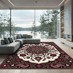 Burgundy Crimson Floral Paisley Medallion Rug