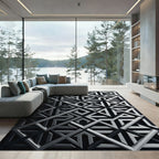 Monochromatic Geometric Lattice 3D Art Rug