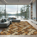 Woven Earthy Brown Basketweave Texture Rug