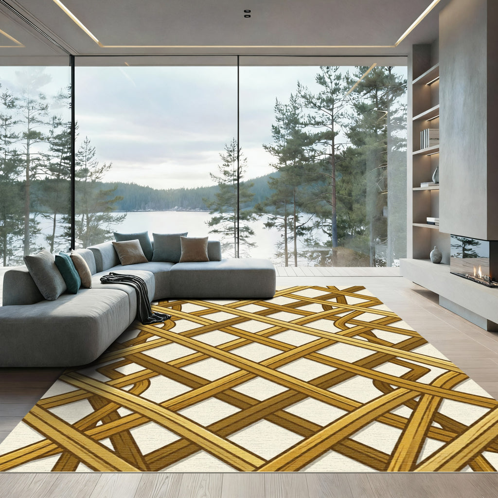 Golden Interlaced Lattice Geometric Rug