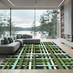 Green Intersecting Lines Weave Rug