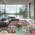 Soft Pink and Cream Carnation Bouquet Rug