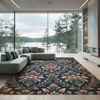 Dark Floral Damask Scrollwork Romance Rug