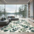 Lush Green Eucalyptus Botanical Foliage Rug