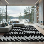 Monochrome Sharp Edge Geometric Zigzag Rug
