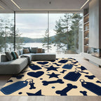 Navy Bone and Star Heart Cream Rug