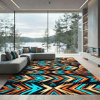 Vibrant Turquoise and Tangerine Geometric Canyon Rug