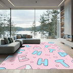 Pink blue pastel alphabet hearts pattern Rug