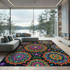 Vibrant Mandala Sunburst Floral Rug