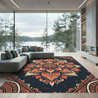 Burnt Orange Floral Mandala Medallion Rug