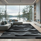 Monochromatic Brushstroke Smoke Waves Rug