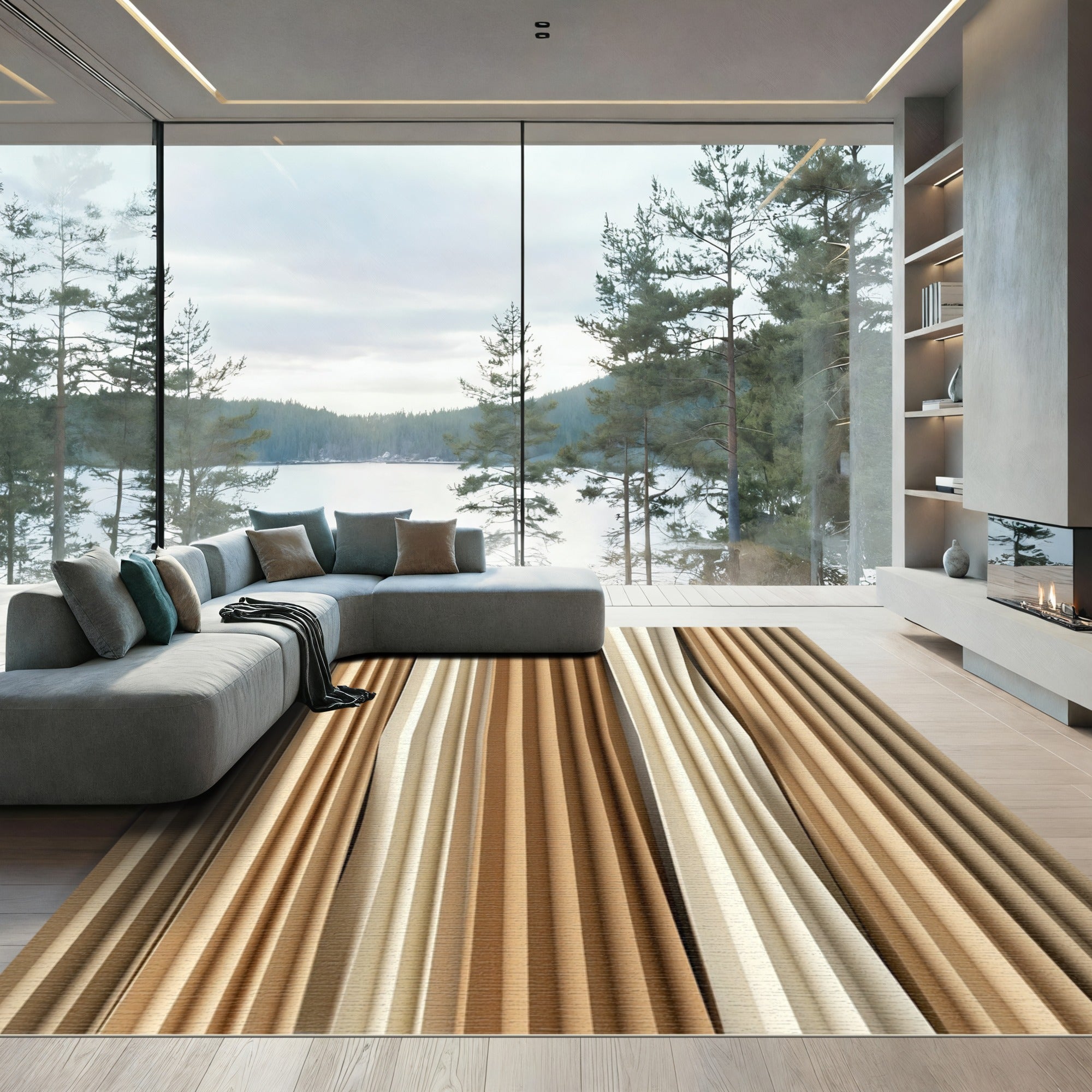 Earthy Tones Vertical Pleated Drapery Rug