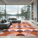Terracotta Scalloped Earth Tone Arch Rug