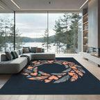 Boho Feather and Heart Wreath Rug