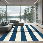 Classic Navy Blue Vertical Striped Rug