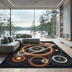 Celestial Golden Rings Cosmic Orbit Rug