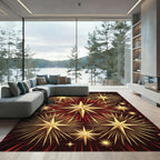 Radiant Golden Starburst Red Celestial Rug