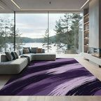 Deep Plum Abstract Brushstroke Movement Rug