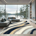 Modern Neutral Abstract Brushstroke Swipe Rug