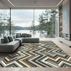 Modern Earthy Zigzag Chevron Texture Rug