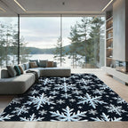Winter Snowflake Scatter Dark Background Rug