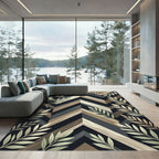 Modern Woodland Chevron Leaf Art Rug