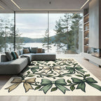 Sage Botanical Ribbon and Vine Illustration Rug