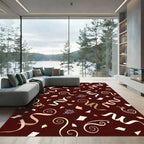 Golden Confetti Swirls And Ribbons Rug