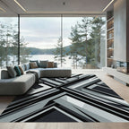 Monochrome Geometric Charcoal Abstract Angular Rug