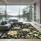Cream Floral Vine Garden Rug