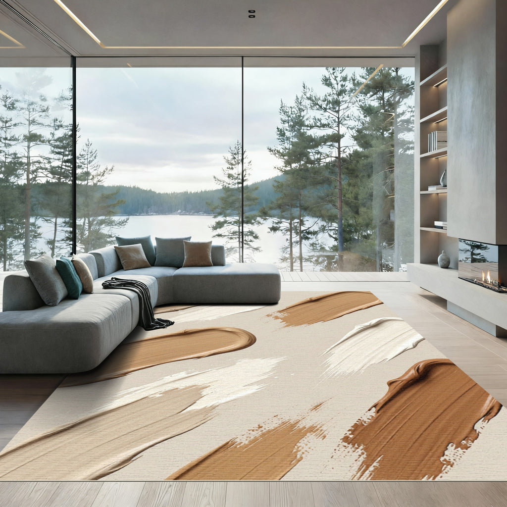 Warm Earth Swirl Texture Rug