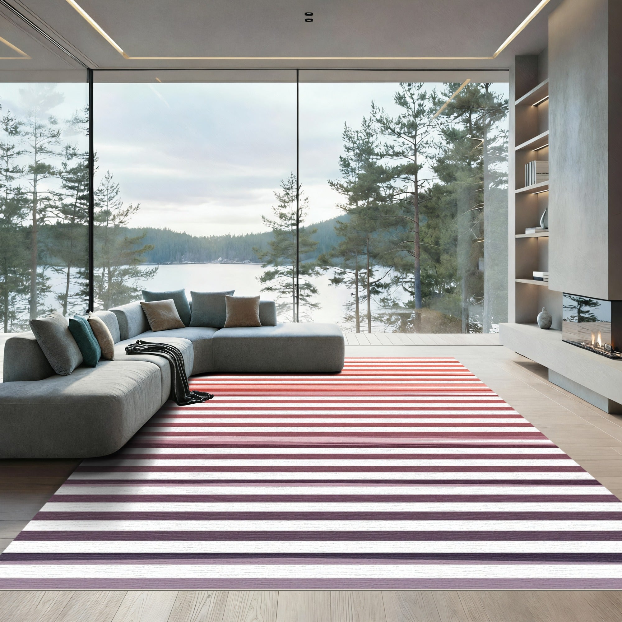 Crimson Graduated Stripe Rug