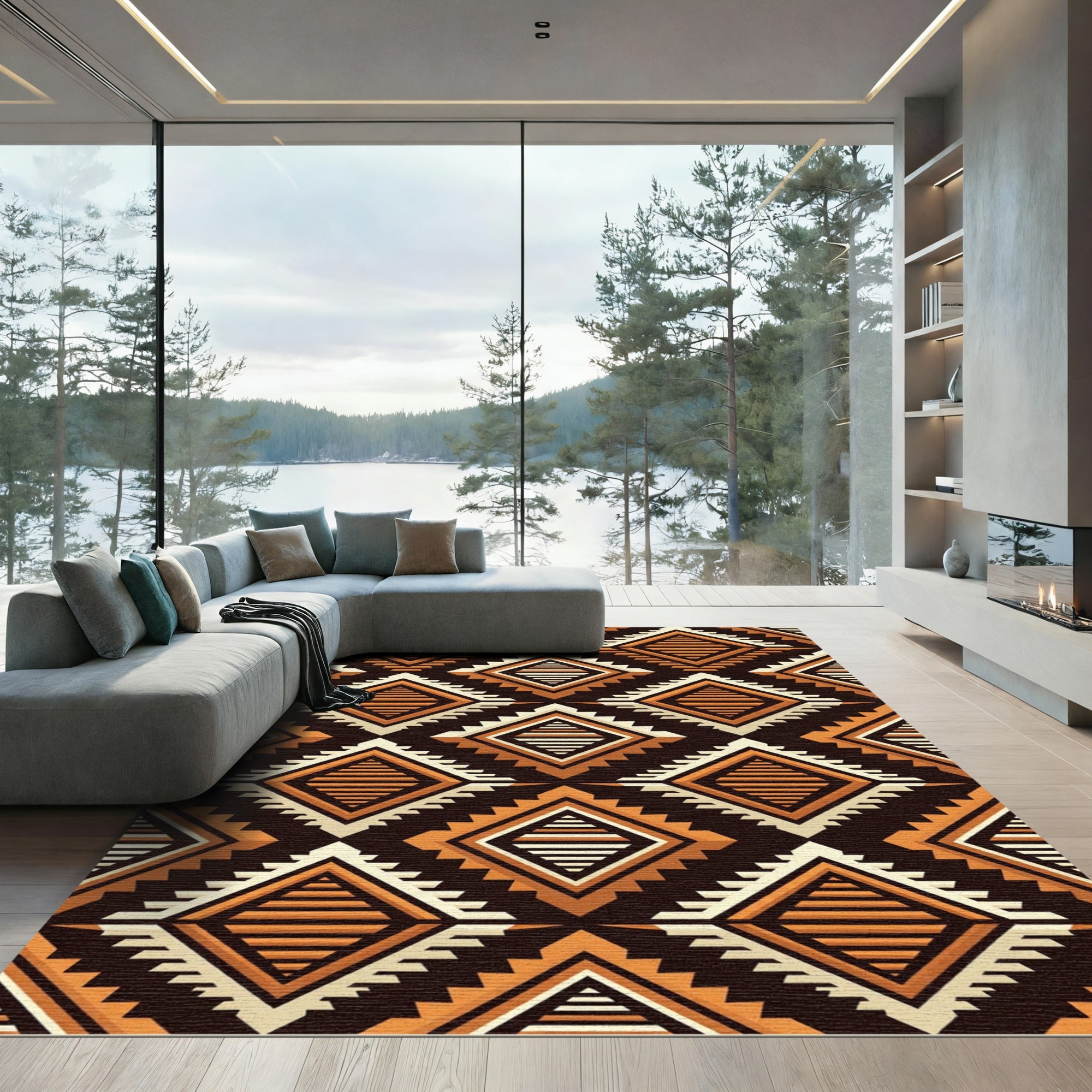 Amber Geometric Step Diamond Rug