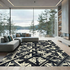 Monochrome Geometric Grid Intersecting Lines Rug