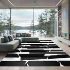 Abstract Black White Jagged Stripes Rug